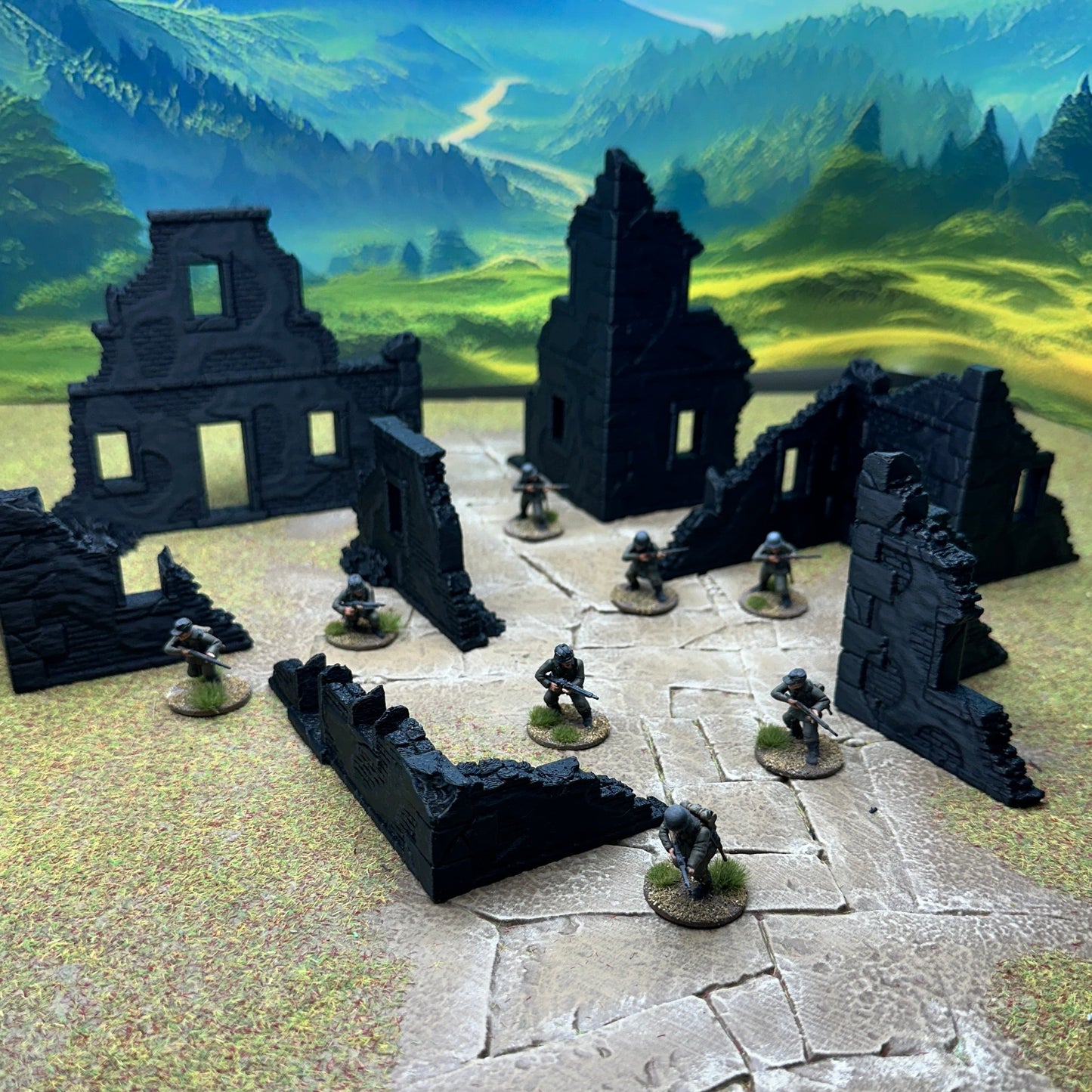 WW2 Normandy Village terrain set Medium, for use with Trench Crusade, Bolt action, Konflikt '47