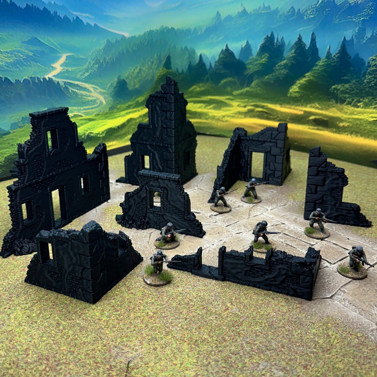 WW2 Normandy Village terrain set Medium, for use with Trench Crusade, Bolt action, Konflikt '47