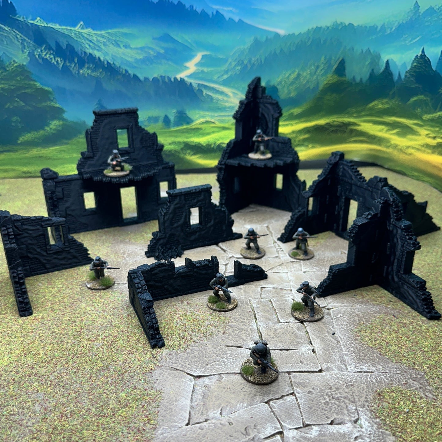 WW2 Normandy Village terrain set Medium, for use with Trench Crusade, Bolt action, Konflikt '47