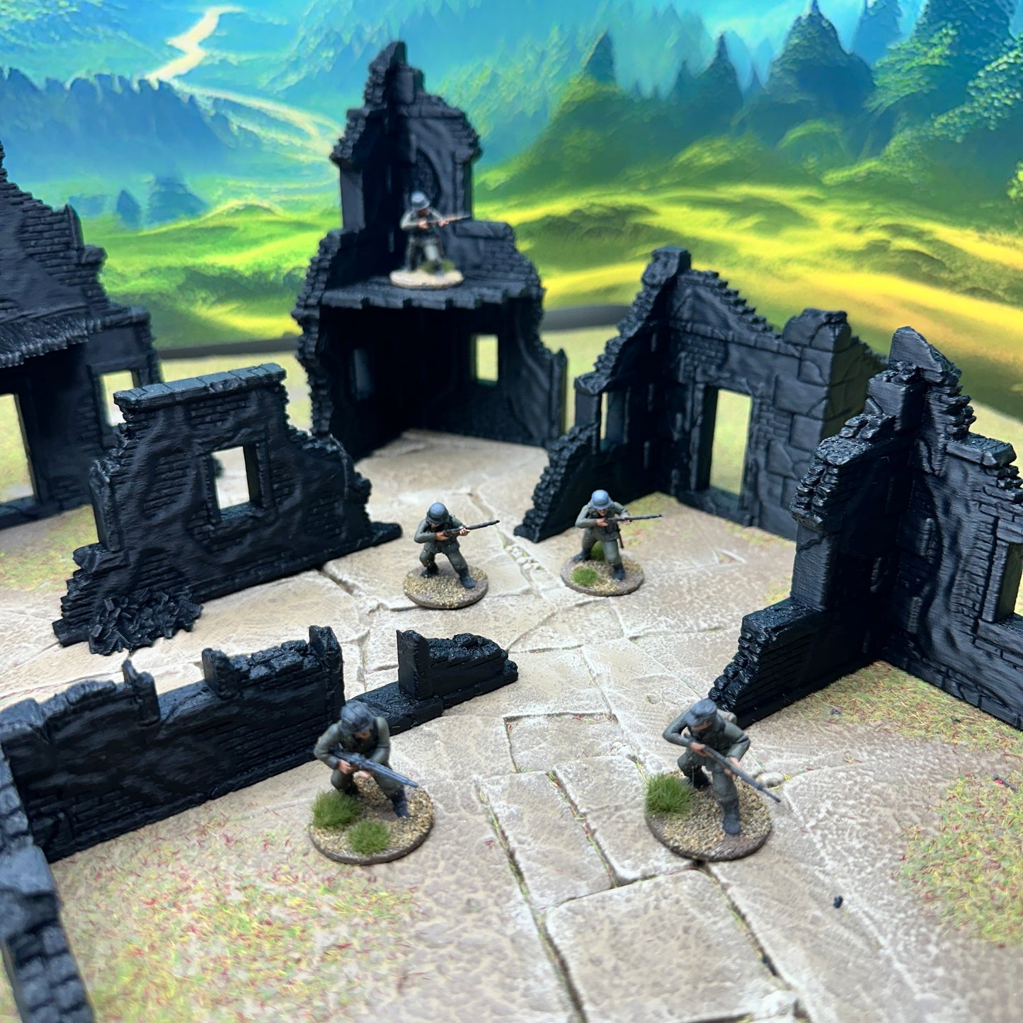 WW2 Normandy Village terrain set Medium, for use with Trench Crusade, Bolt action, Konflikt '47