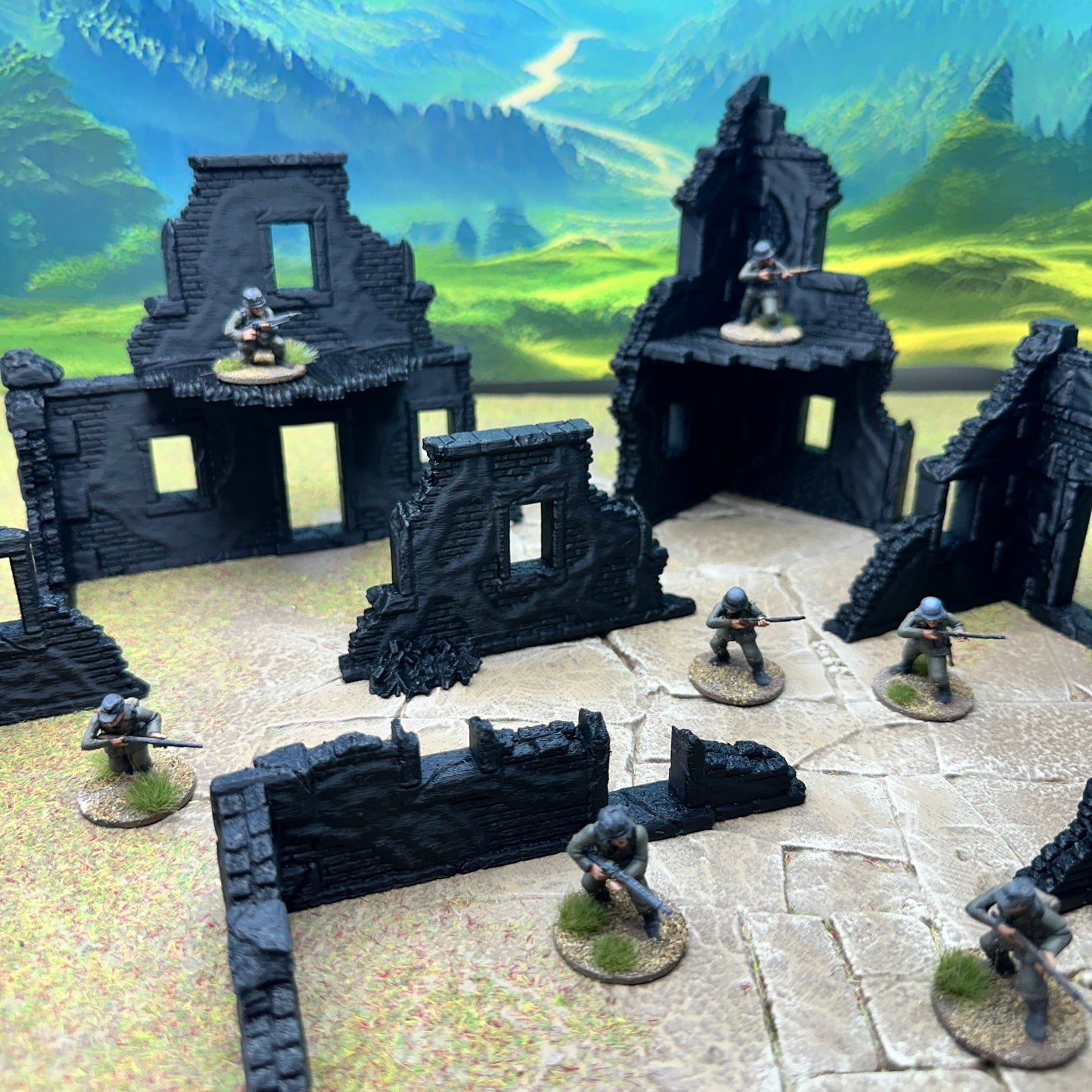 WW2 Normandy Village terrain set Medium, for use with Trench Crusade, Bolt action, Konflikt '47