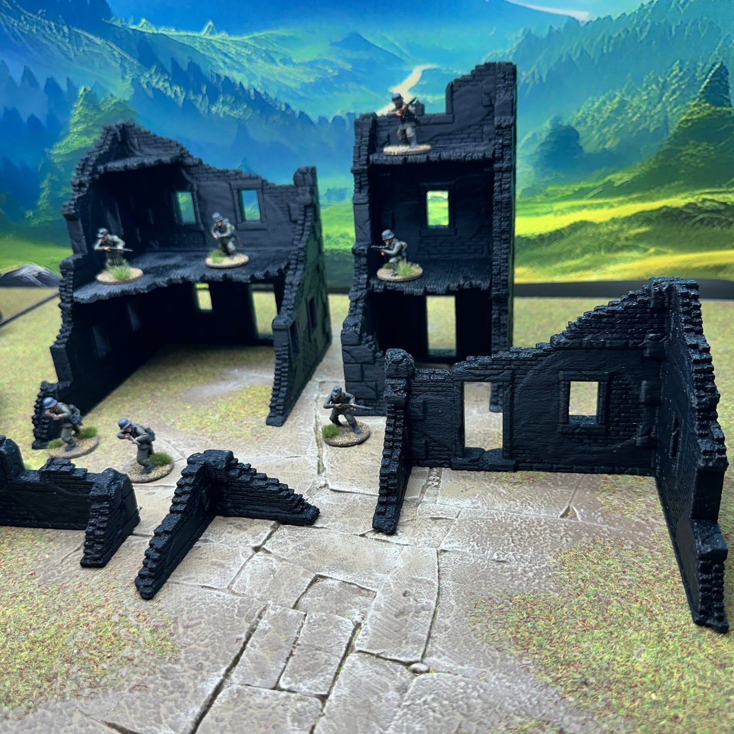 WW2 Normandy Village terrain set Large, Trench Crusade, Bolt action, Konflikt '47