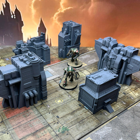 Sci-Fi City Block B Terrain Set: Wargaming Buildings, 6-8mm Scale (Copy)